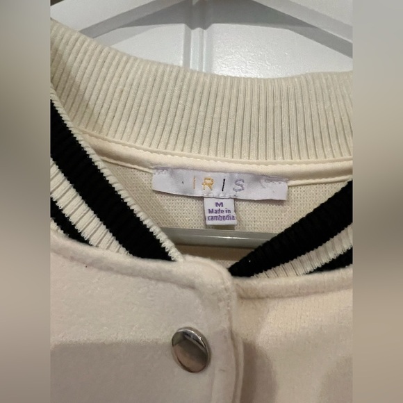 Iris Black and Cream Varsity Bomber Jacket - Picture 8 of 10